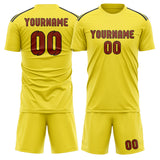 Custom Light Yellow Coral Red Soccer Jersey