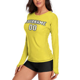 Custom Light Yellow White Women's Long-Sleeve Shirt