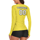 Custom Light Yellow White Women's Long-Sleeve Shirt