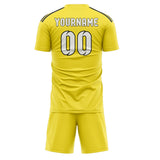Custom Light Yellow White Soccer Jersey
