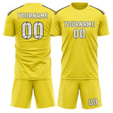 Custom Light Yellow White Soccer Jersey