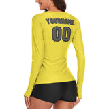 Custom Light Yellow Dark Grey Women's Long-Sleeve Shirt