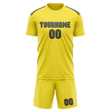 Custom Light Yellow Dark Grey Soccer Jersey