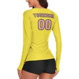 Custom Light Yellow Light Pink Women's Long-Sleeve Shirt