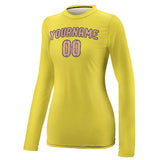 Custom Light Yellow Light Pink Women's Long-Sleeve Shirt