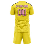 Custom Light Yellow Light Pink Soccer Jersey