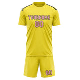 Custom Light Yellow Light Pink Soccer Jersey