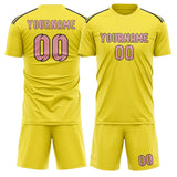 Custom Light Yellow Light Pink Soccer Jersey