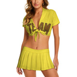 Custom Light Yellow Khaki Cheerleading Uniform Set