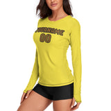 Custom Light Yellow Khaki Women's Long-Sleeve Shirt