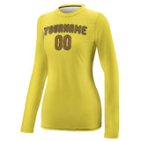 Custom Light Yellow Khaki Women's Long-Sleeve Shirt
