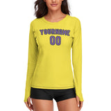 Custom Light Yellow Light Purple Women's Long-Sleeve Shirt