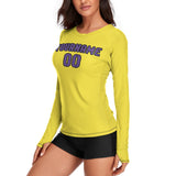 Custom Light Yellow Light Purple Women's Long-Sleeve Shirt
