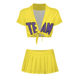 Custom Light Yellow Light Purple Cheerleading Uniform Set