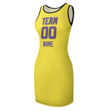 Custom Light Yellow Light Purple Sleeveless Vest Dress