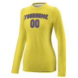 Custom Light Yellow Light Purple Women's Long-Sleeve Shirt
