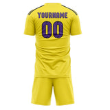 Custom Light Yellow Light Purple Soccer Jersey