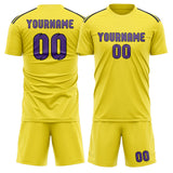 Custom Light Yellow Light Purple Soccer Jersey