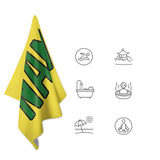 Custom Light Yellow Emerald Green Beach Towel