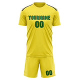 Custom Light Yellow Emerald Green Soccer Jersey