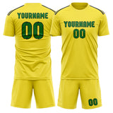 Custom Light Yellow Emerald Green Soccer Jersey