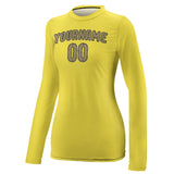 Custom Light Yellow Light Khaki Women's Long-Sleeve Shirt