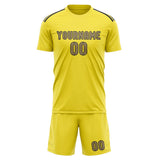 Custom Light Yellow Light Khaki Soccer Jersey