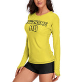Custom Light Yellow Light Yellow Women's Long-Sleeve Shirt