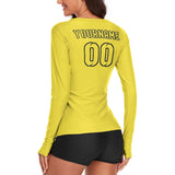 Custom Light Yellow Light Yellow Women's Long-Sleeve Shirt