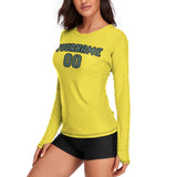 Custom Light Yellow Blue Green Women's Long-Sleeve Shirt