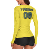 Custom Light Yellow Blue Green Women's Long-Sleeve Shirt