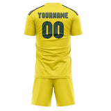 Custom Light Yellow Blue Green Soccer Jersey