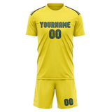 Custom Light Yellow Blue Green Soccer Jersey