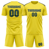 Custom Light Yellow Blue Green Soccer Jersey