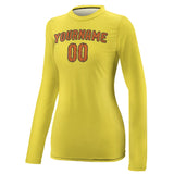 Custom Light Yellow Orange Women's Long-Sleeve Shirt