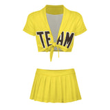 Custom Light Yellow Brown Cheerleading Uniform Set