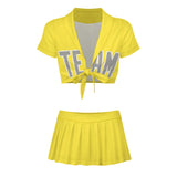 Custom Light Yellow Gray Cheerleading Uniform Set