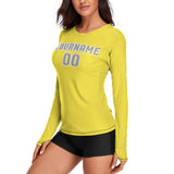 Custom Light Yellow Gray Women's Long-Sleeve Shirt