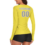 Custom Light Yellow Gray Women's Long-Sleeve Shirt