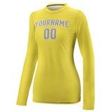 Custom Light Yellow Gray Women's Long-Sleeve Shirt