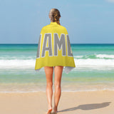 Custom Light Yellow Gray Beach Towel