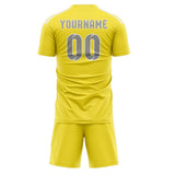 Custom Light Yellow Gray Soccer Jersey