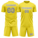 Custom Light Yellow Gray Soccer Jersey