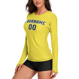 Custom Light Yellow Dark Green Women's Long-Sleeve Shirt