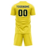 Custom Light Yellow Dark Green Soccer Jersey