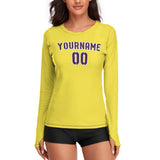 Custom Light Yellow Purple Women's Long-Sleeve Shirt