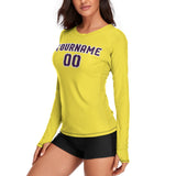 Custom Light Yellow Purple Women's Long-Sleeve Shirt