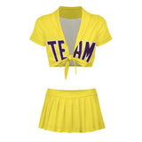 Custom Light Yellow Purple Cheerleading Uniform Set