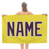 Custom Light Yellow Purple Beach Towel