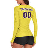 Custom Light Yellow Purple Women's Long-Sleeve Shirt